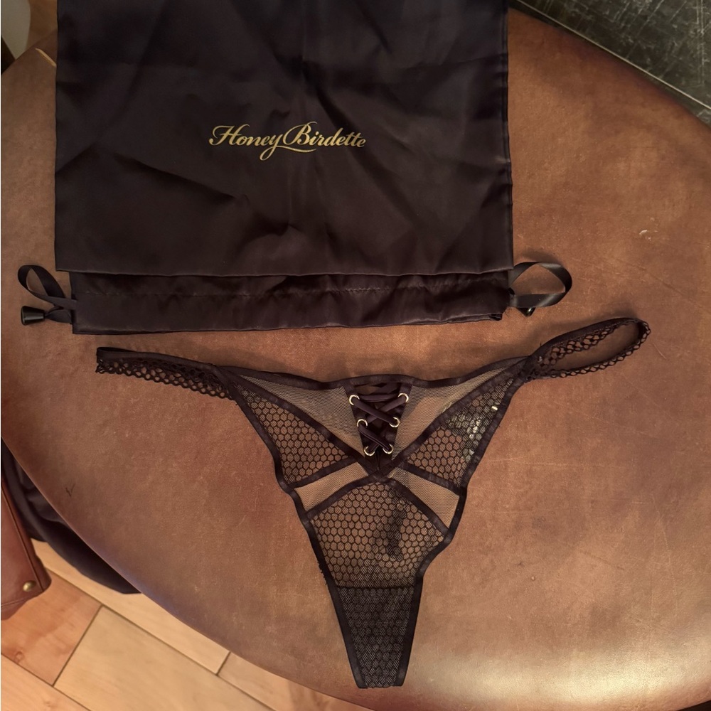 Honey Birdette “Toni” Black Thong Panty - Sz M - Picture 4 of 6